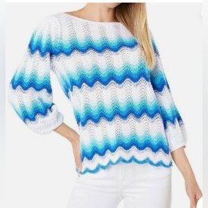 Lilly Pulitzer Navana Sweater Bermuda Blue Gypsy Wave Stripe (M)